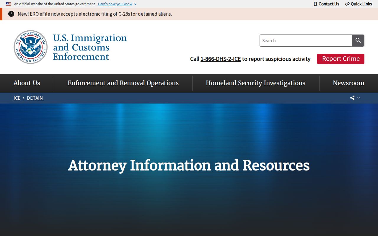 ICE information explaining detainee locator scope